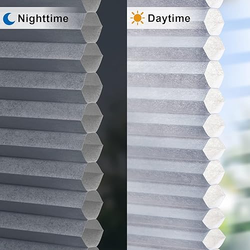 Vista 3 de LazBlinds Persianas celulares sin cordón, sin herramientas, sin taladro, filtran la luz, persianas plisadas para ventanas, 38 pulgadas de ancho x 64