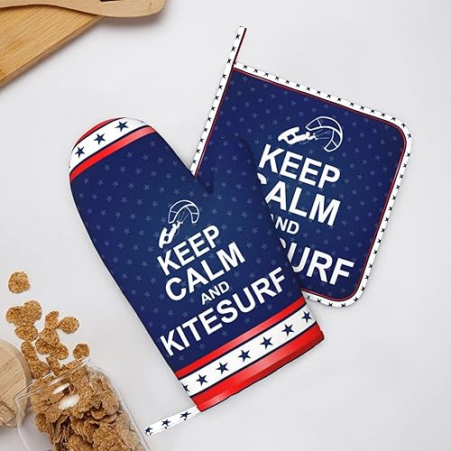 Miniatura 8 de Keep-Calm-and-Kitesurf Gifts for Women Men Oven Mitts and PotHolders Sets 2 Pcs Kitchen Oven Glove Heat Resistant Pot Holders for Kitchen - Non-Slip