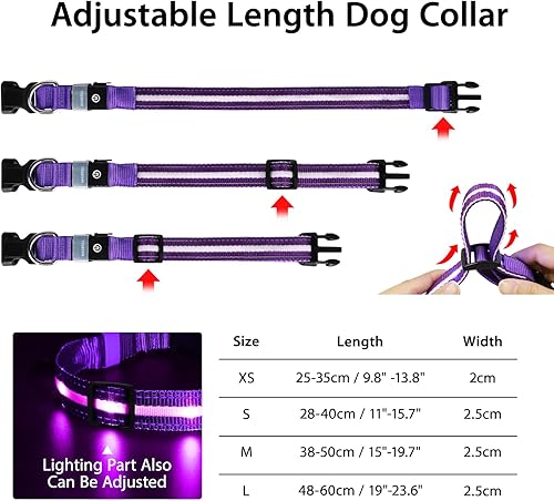 Miniatura 3 de MASBRILL Collar de perro con luz LED, collar de perro recargable con luz resistente al agua, collar de perro iluminado intermitente brillante para