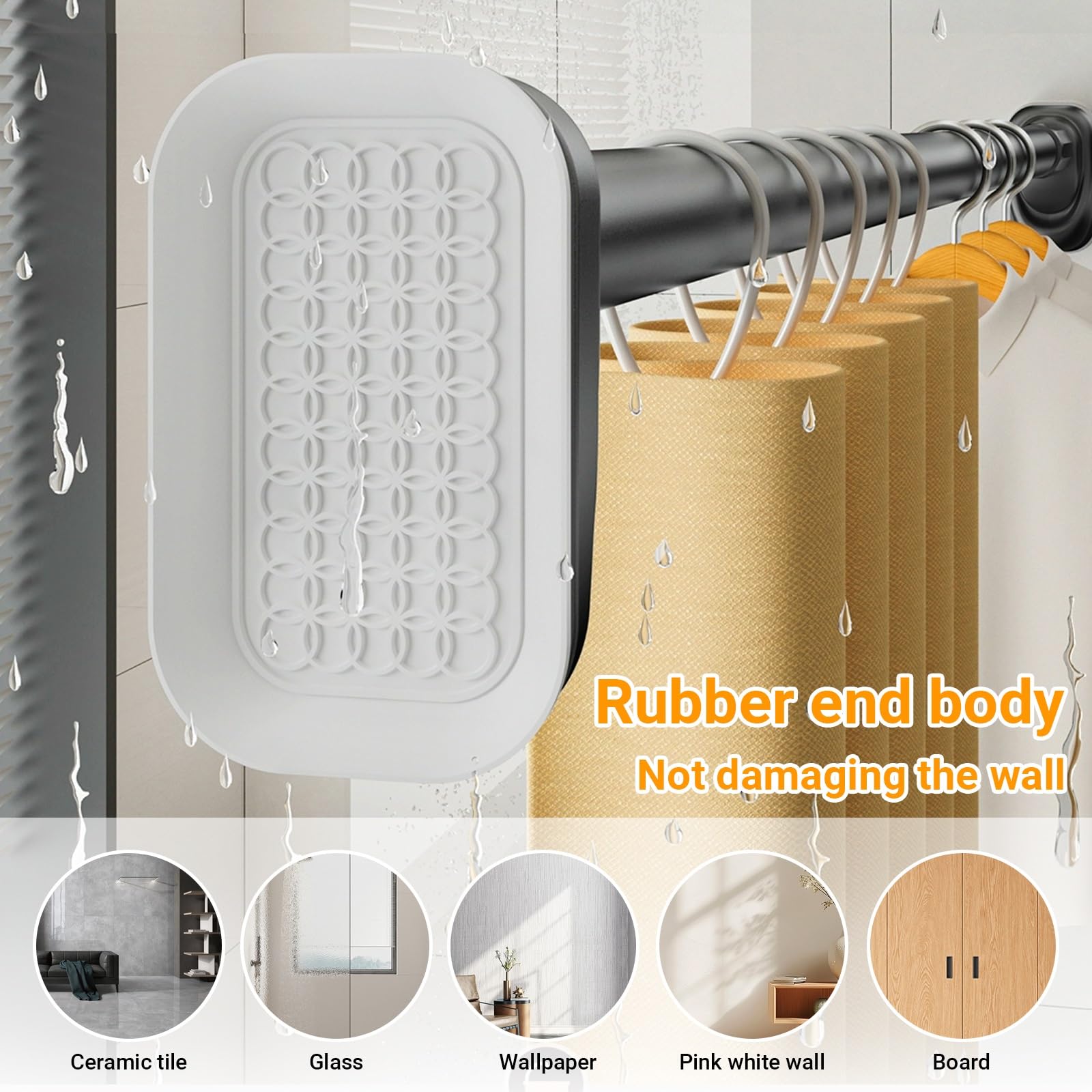 Barra de ducha de 40 a 490 cm, barra sin taladrar para baño, cocina, balcón (color violeta)