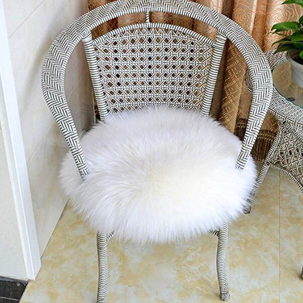 Coussin rond en peau de mouton en vraie fourrure et laine blanche