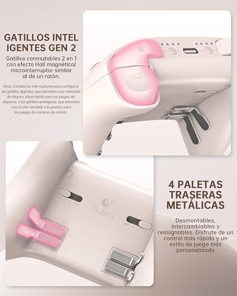 GuliKit TT Mando Inalámbrico para PC, Android, iOS, Switch 1/2, Joystick TMR, con Batería de 950 mAh, Función de Activación (Retro, TT PRO) - 4