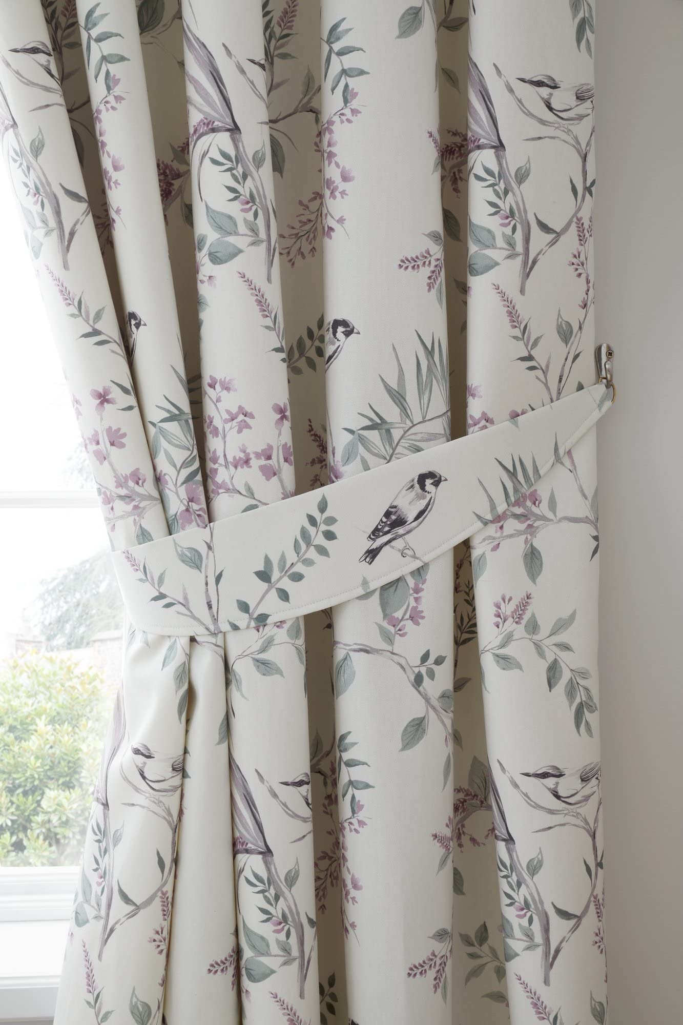 Dreams & Drapes Jazmine Paire de Rideaux plissés 100% Coton entièrement doublés avec embrasses 168 x 137 cm (l x H)