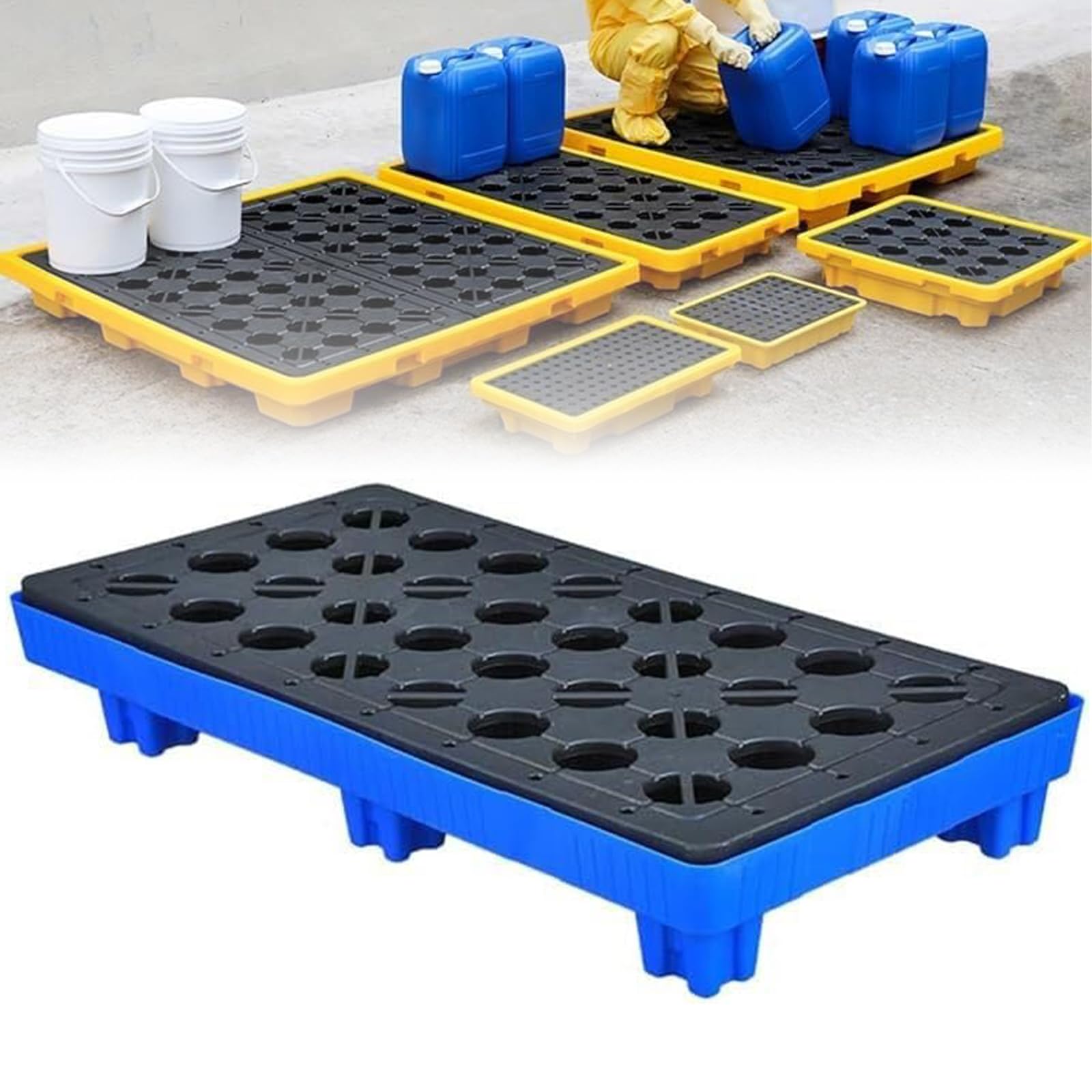 Palette de rétention amovible pour fûts avec plateforme de drainage