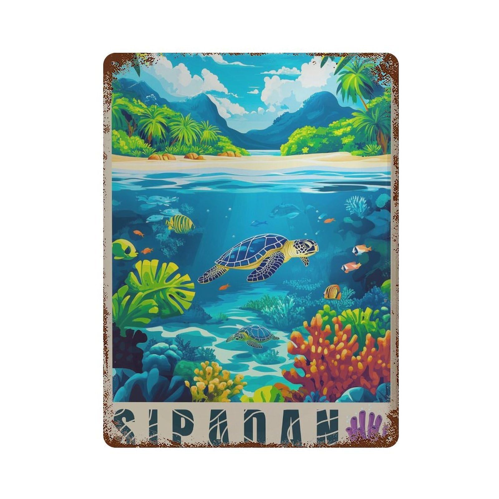xiaoxiaoshen Sipadan Travel Malaysia Island (2) Wall Decor Art Metal Tin Poster Modern Home Decor Art Home Bar Shop Decorations Vintage Sign 40x30cm