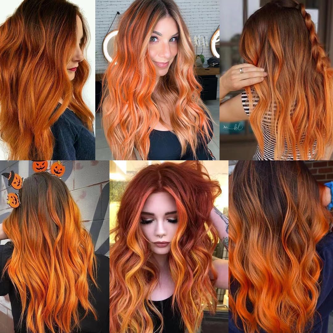 Amazon.com : RINBOOOL Orange Hair Extensions Clip in, 10 
