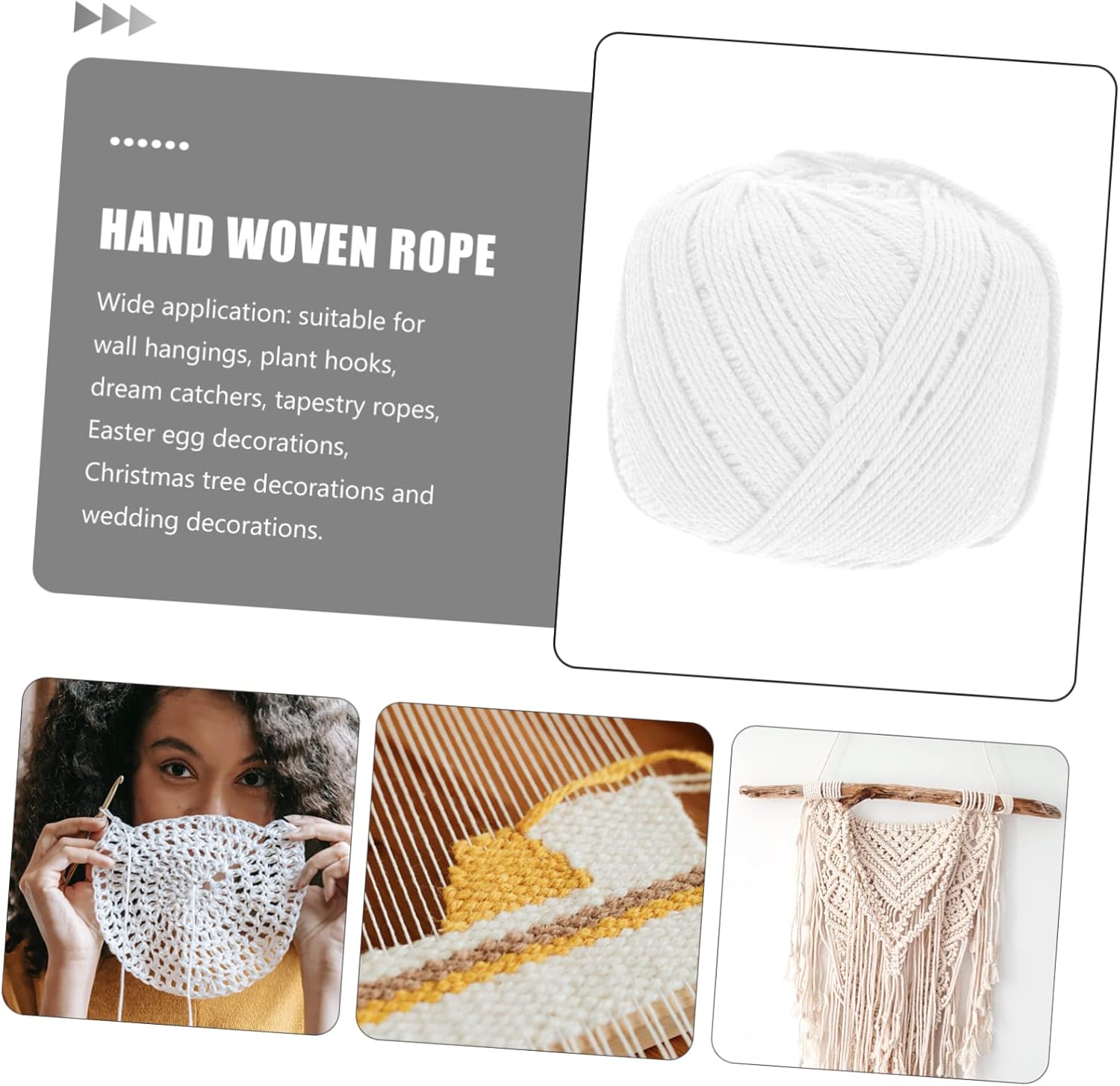 Woven Cotton Cord Durable DIY Rope for Crafting Gift Wrapping and Macrame Projects Multipurpose Use Easy to Cut and Store