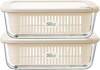 Urban Green Glass Food Storage Containers with Glass Lids, Microwave Safe Food Container Set, Aitight Meal Prep Container Set, BPA Free Colander, LeakProof, 2 Pack