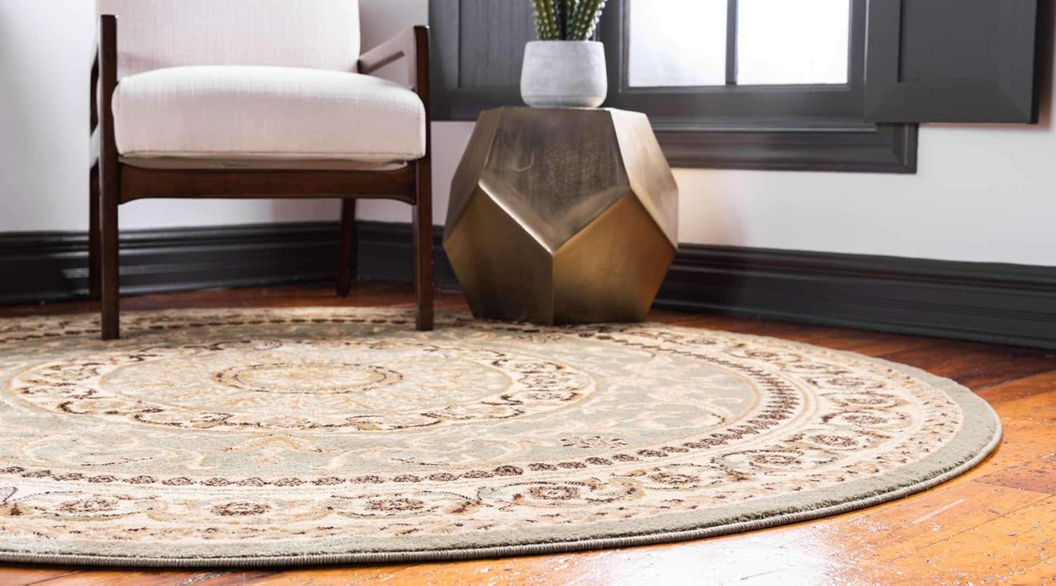 Unique Loom Versailles Collection Traditional Classic Medallion Floral Motif Area Rug (6' 0 x 6' 0 Round, Green/ Ivory)
