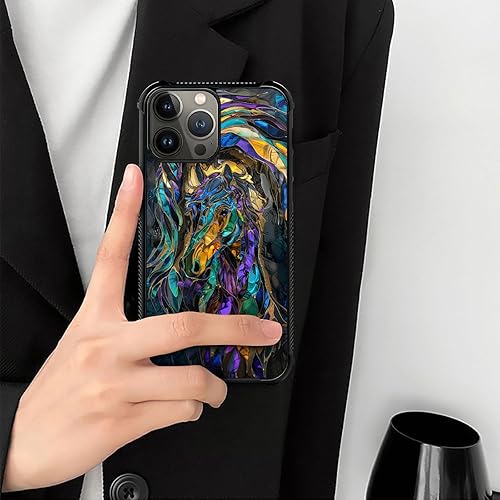 Vista 97 de Case for iPhone 15 Plus - Stained Glass Mosaic Fiesta Fun Case with Tempered Glass Back and Soft Silicone TPU Shock Protection