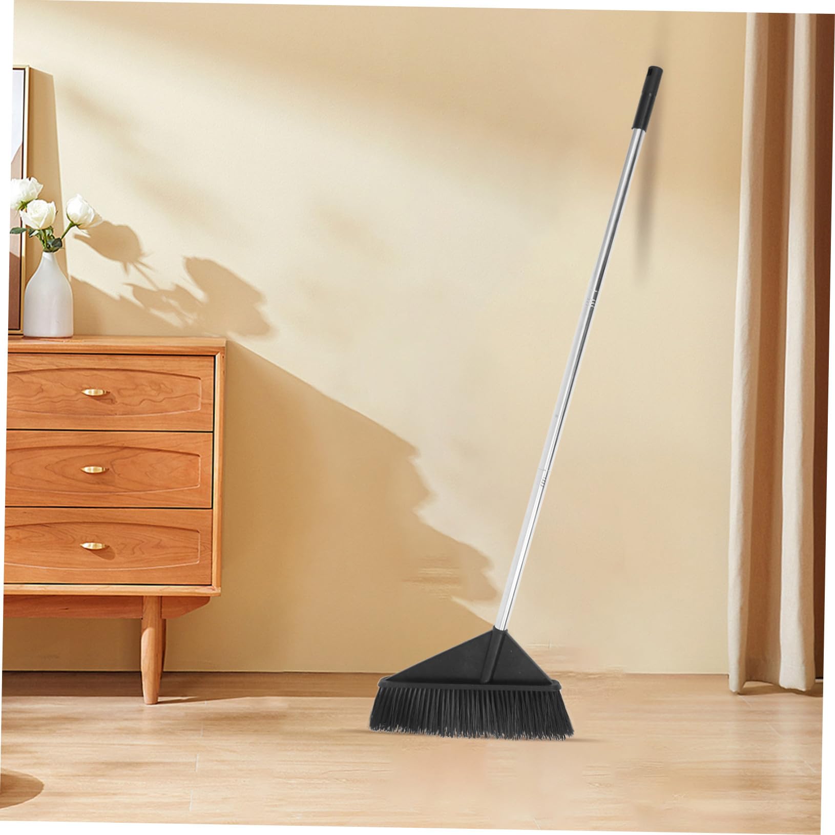 Anneome Escoba de Cerdas Duras para Limpieza y Jardín con Mango Resistente para Patios Almacenes y de Hormigón Color Negro Elegante