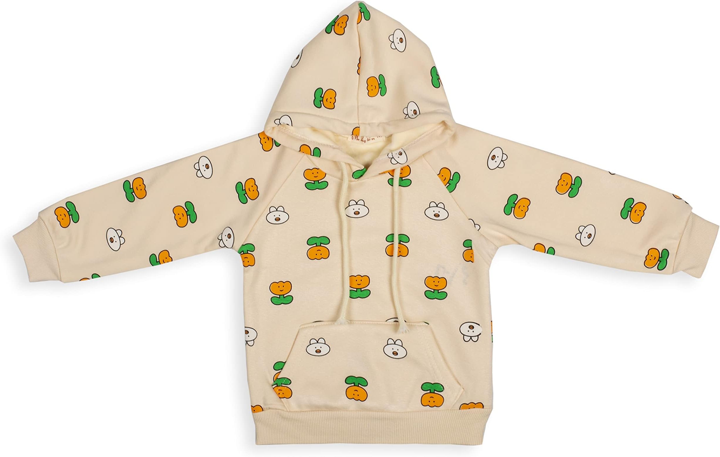 MYFA Fleece Hooded Jacket for Boys & Girls (Pumpkin Prints) | Winter Collection for Babies and Kids
