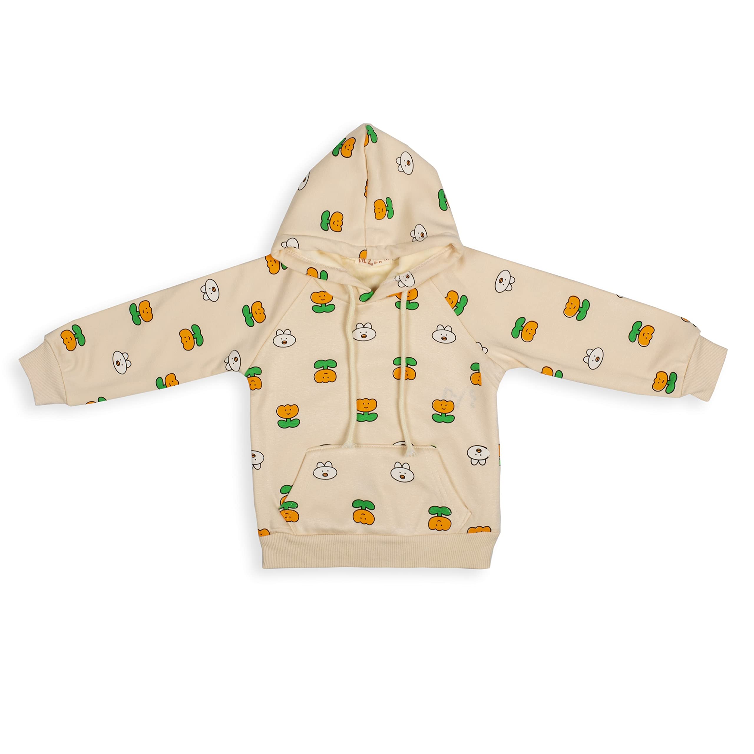 MYFA Fleece Hooded Jacket for Boys & Girls (Pumpkin Prints) | Winter Collection for Babies and Kids