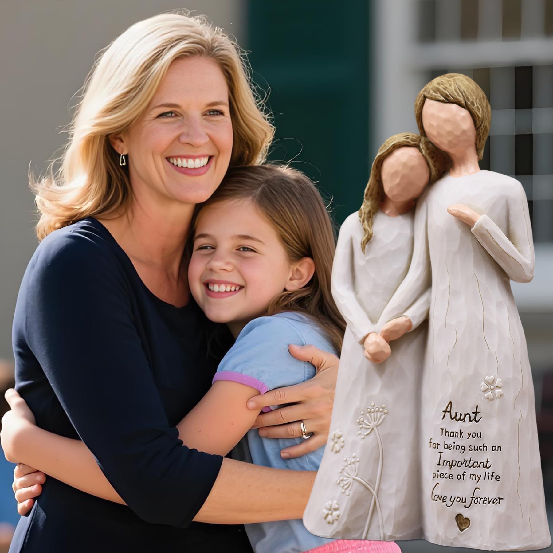 Aunt Birthday Gifts, Gifts for Aunts from Niece, Auntie Gift Ideas, Best Aunt Ever Gift, Aunt Niece Embrace Hand-Painted Resin Figurine