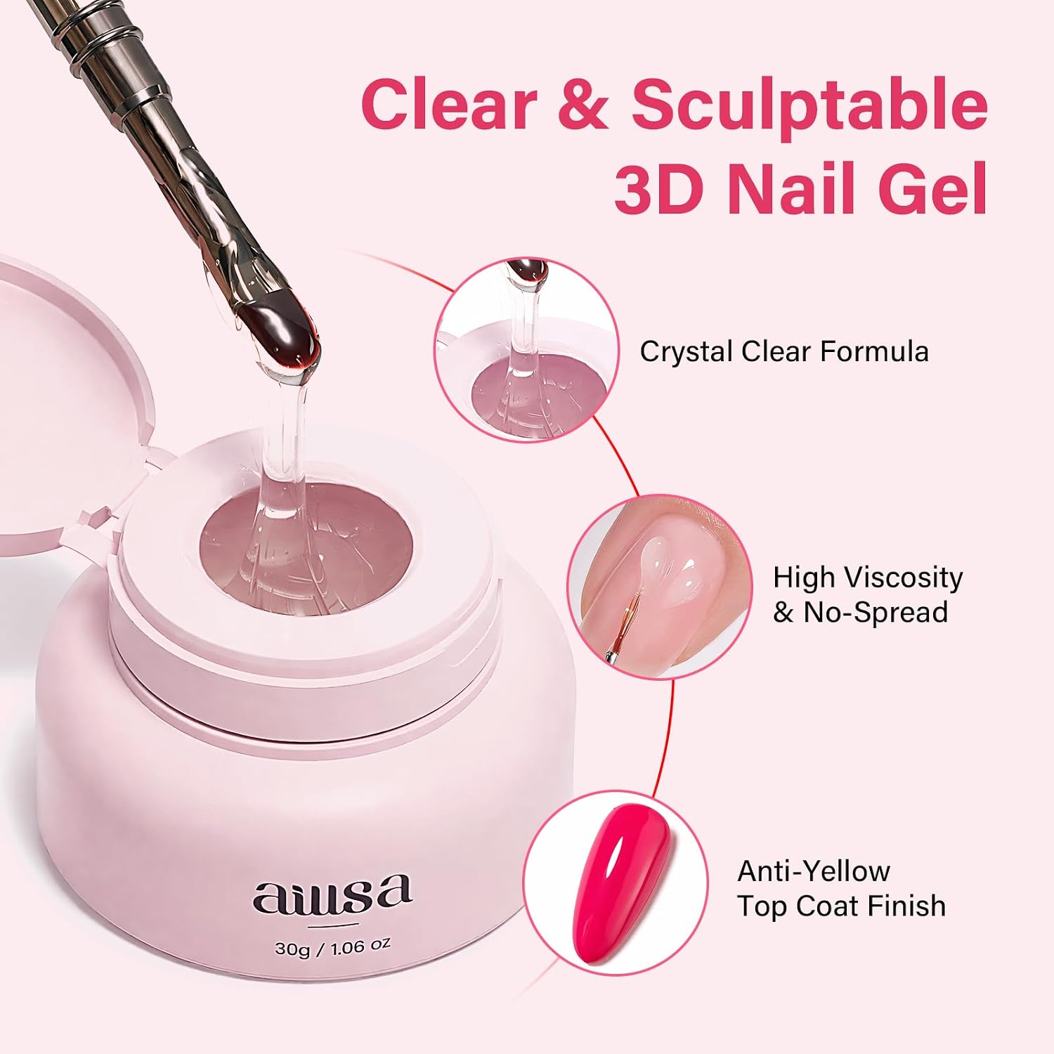 AILLSA 3D Gel Nail Art: 30g 4-in-1 Multi-Use Sculpting Gel for Nail Art