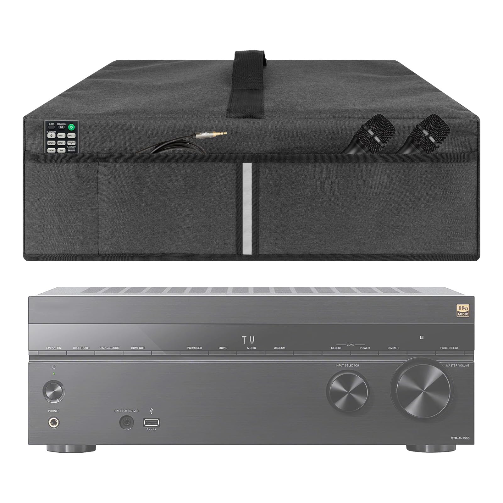 Kingshion Stereo Receiver Dust Cover, Compatible with Sony STR-AN1000, Denon AVR-S970H, Onkyo TX-SR393, Light Gray Polyester, Dust, Spill, Scratch Resistant-Dark Grey