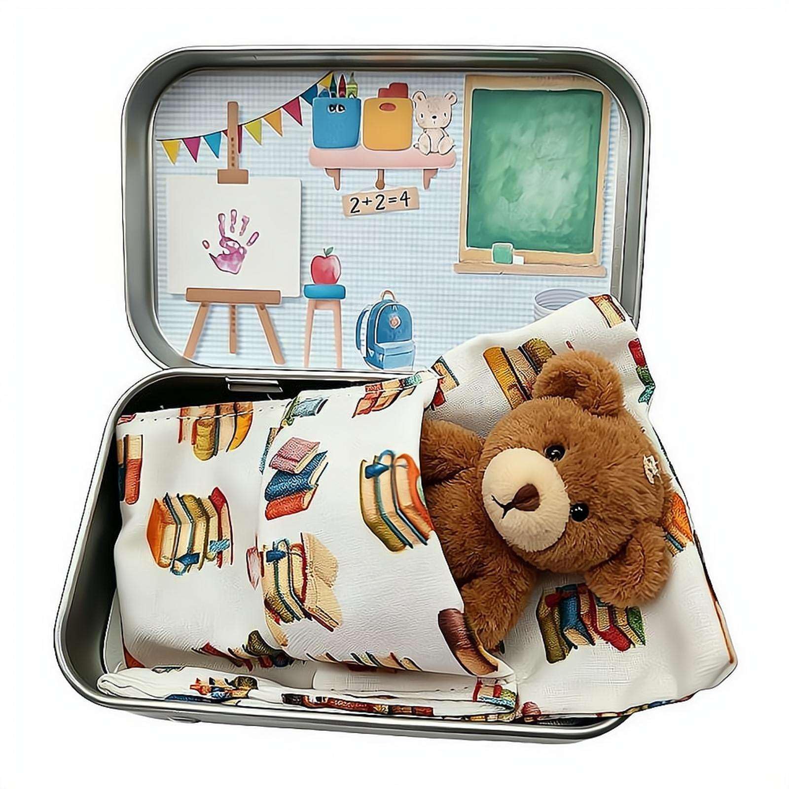 A Little Pocket Bear Hug, First Day at School Bear in a Box, Mini Plush Bears in Box, Pocket Bears with Inspirational Card, Positive Gifts for Kids