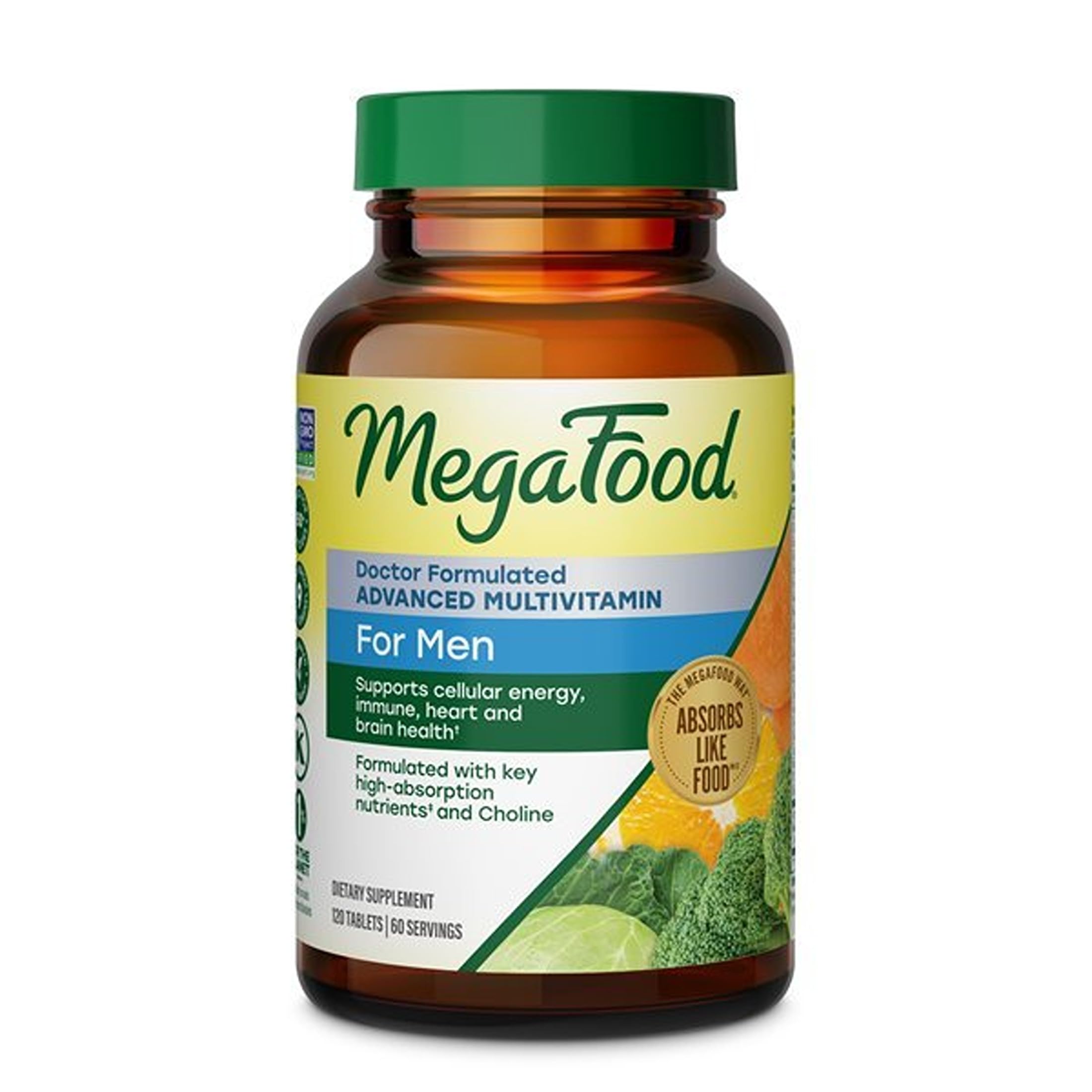 MegaFood Advanced Multivitamin for Men, Doctor Formulated, 120 Tablets 120 Count (Pack of 1)