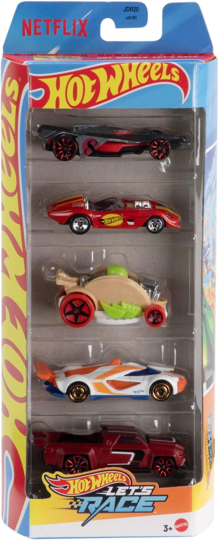 Toy Cars, Set of 5 1:64 Scale Die-Cast Cars Featured in the Kids Animated Netflix Series Letโs Race, JDR20