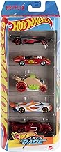 Hot Wheels Toy Cars, Set of 5 1:64 Scale Die-Cast Cars Featured in the Kids Animated Netflix Series Let’s Race, JDR20