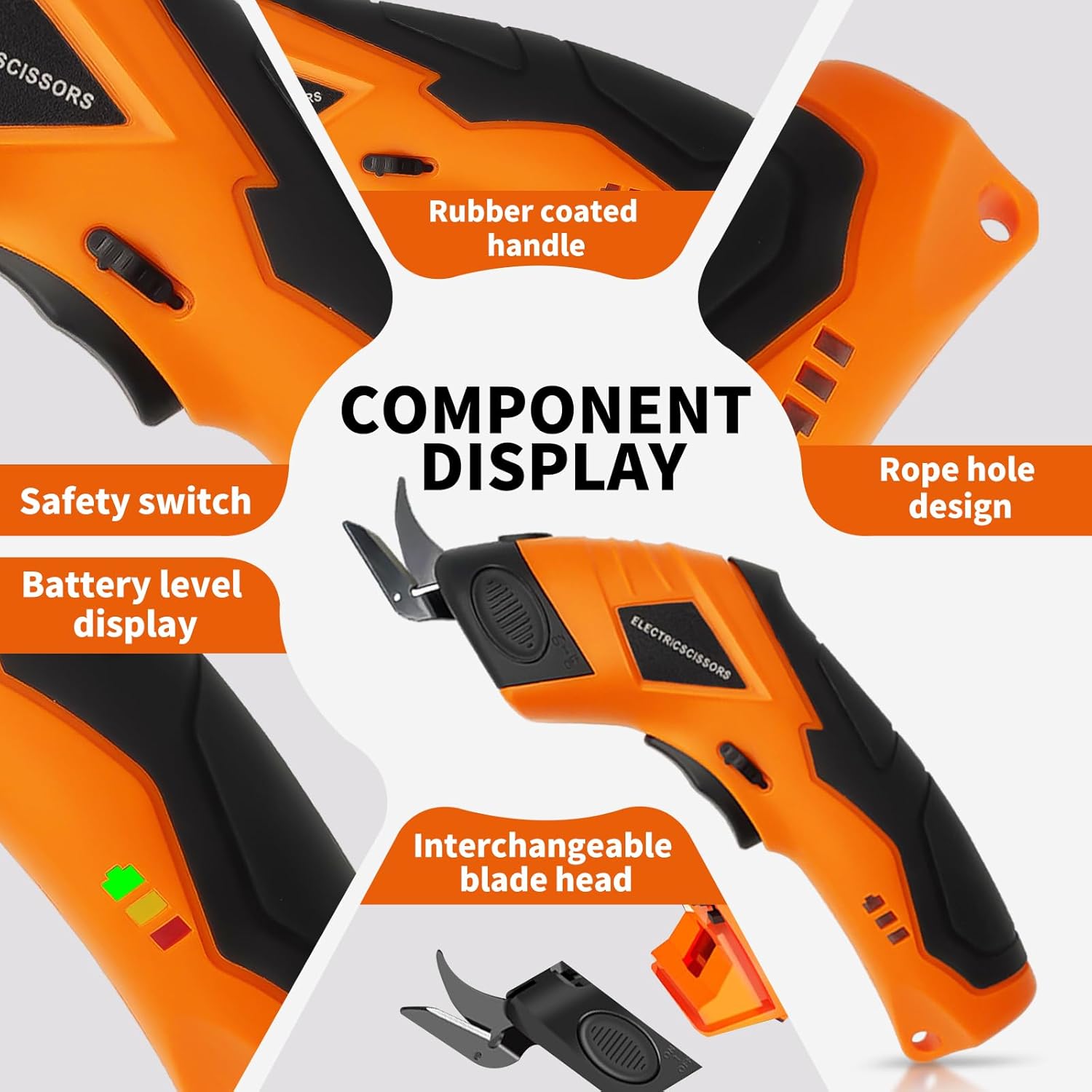 Super Scissors, Cardboard Cutter，Electric Box Cutter,Ultimate Cutting Tool for Home& Craft,Cordless Electric Scissors 2 Blades Included，Cutting Fabric, Cardboard & Plastic（Orange Color）