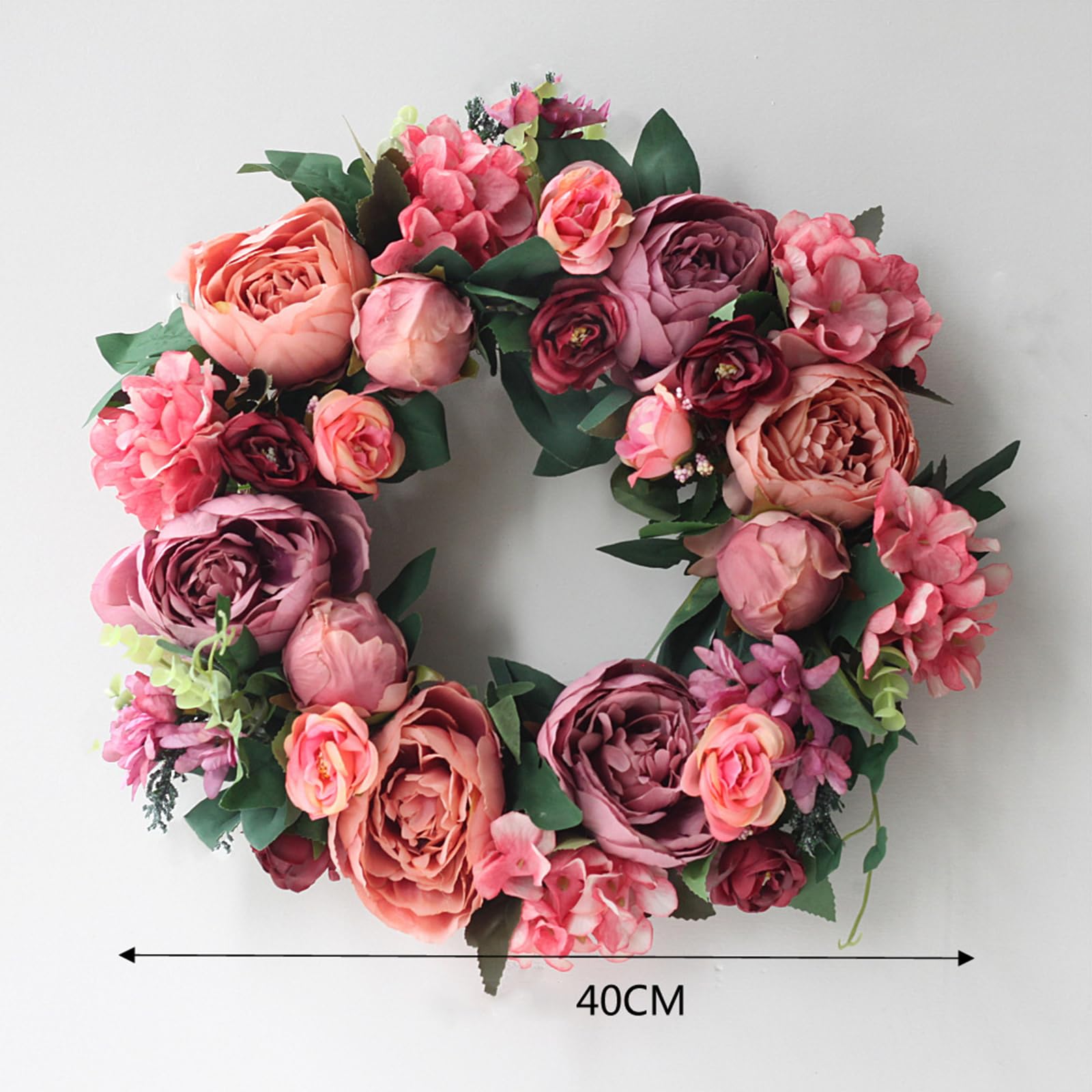 B,40cm, Ghirlanda Primaverile Ed Estiva Bellissimo Rose Simulazione della Porta di Casa Decorazione per La Casa Multiuso Accenti di Fiori Secchi Simulati Corona per Porta D'ingresso