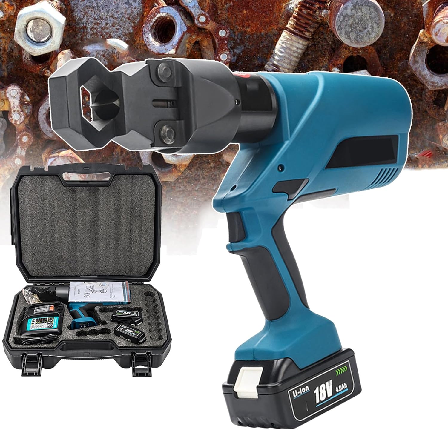 Electric Hydraulic Nut Opener | 180° Rotating Nut Separator with Battery Lock | Hydraulic Screw Nut Cutting Tool Kit