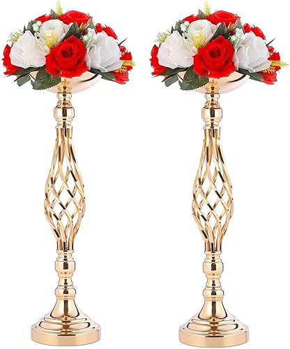 Miniatura 1 de LoveCat Centros de mesa de boda para mesas de recepción, soportes de velas giratorias, adornos de metal para centros de mesa de boda, escenario en