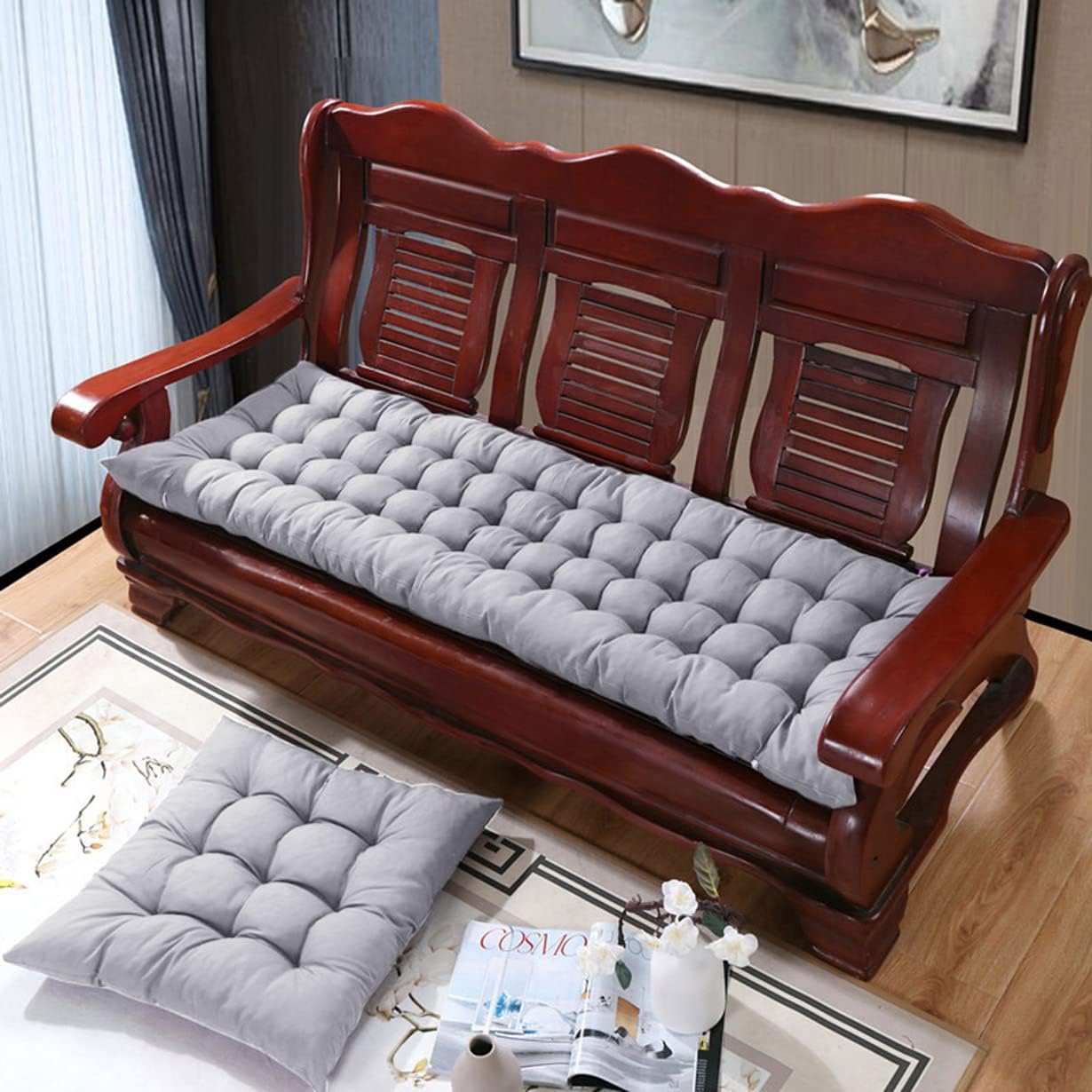DG Catiee 8cm Thick Bench Cushion Pad 2/3 Seater,100/110/120cm Garden ...
