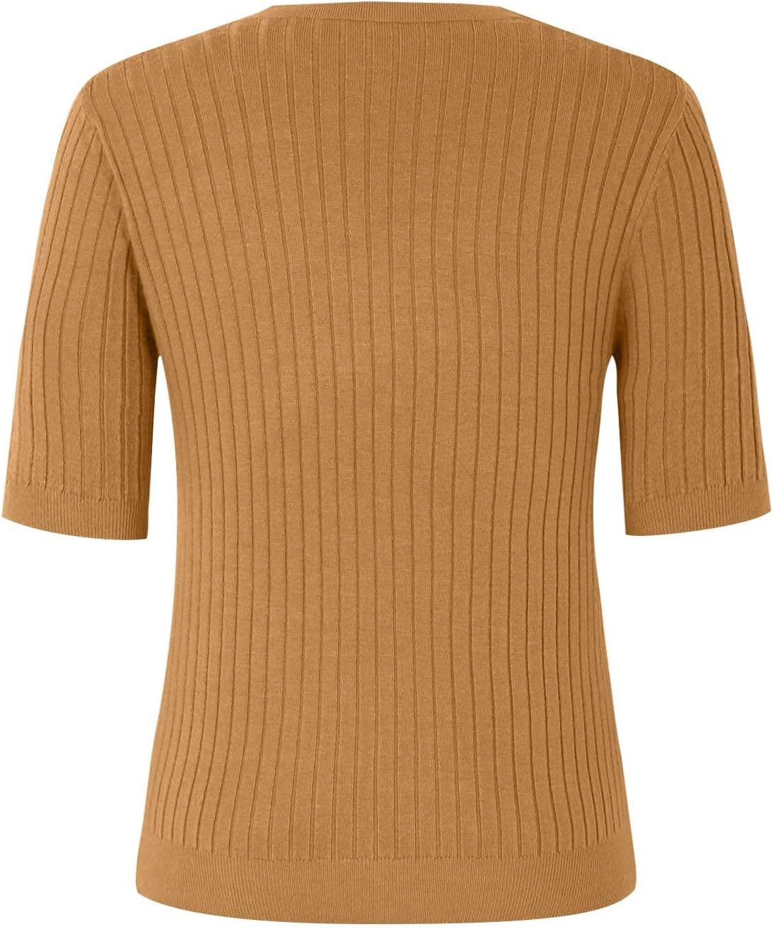 Plus Size Womens Sweaters, Classic Crew Neck Solid Plain Pullover Casual Crochet Cute Fall Crop Sweaters Knit Zip Up Sweater Tunics for Women Trendy Clothes Sweater (S, Camel)