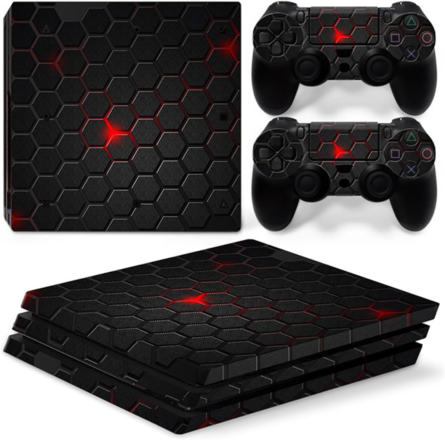Vinyl Skins Games Console Decals & Controller Stickers Skin compatible with Sony PS4 Pro Console&Dualshock Controller Only (not PS4 /not PS4 Slim/Not PS5) (honey comb)
