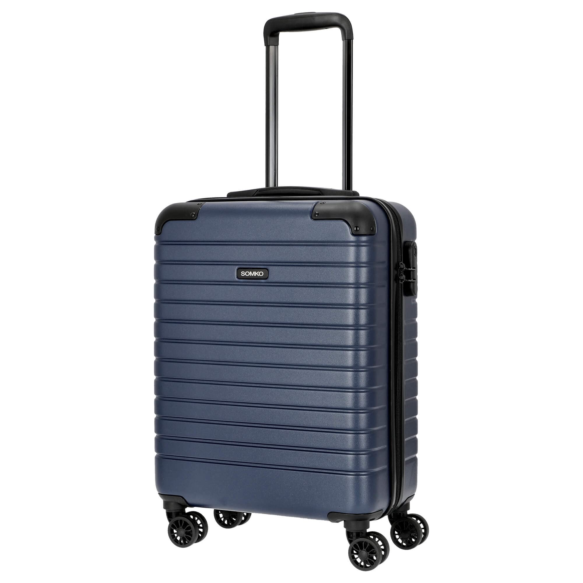 Line Valigia rigida Bagaglio a mano Trolley cabina 55cm Blu navy, 4 ruote doppie, lucchetto TSA, espandibile, polipropilene leggero | 37L