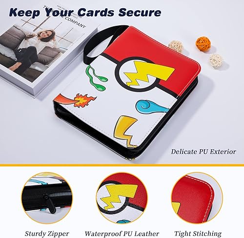 Miniatura 2 de Carpeta de tarjetas para tarjetas TCG, soporte portátil de 4 bolsillos para álbum de tarjetas con 50 fundas extraíbles, estuche de almacenamiento