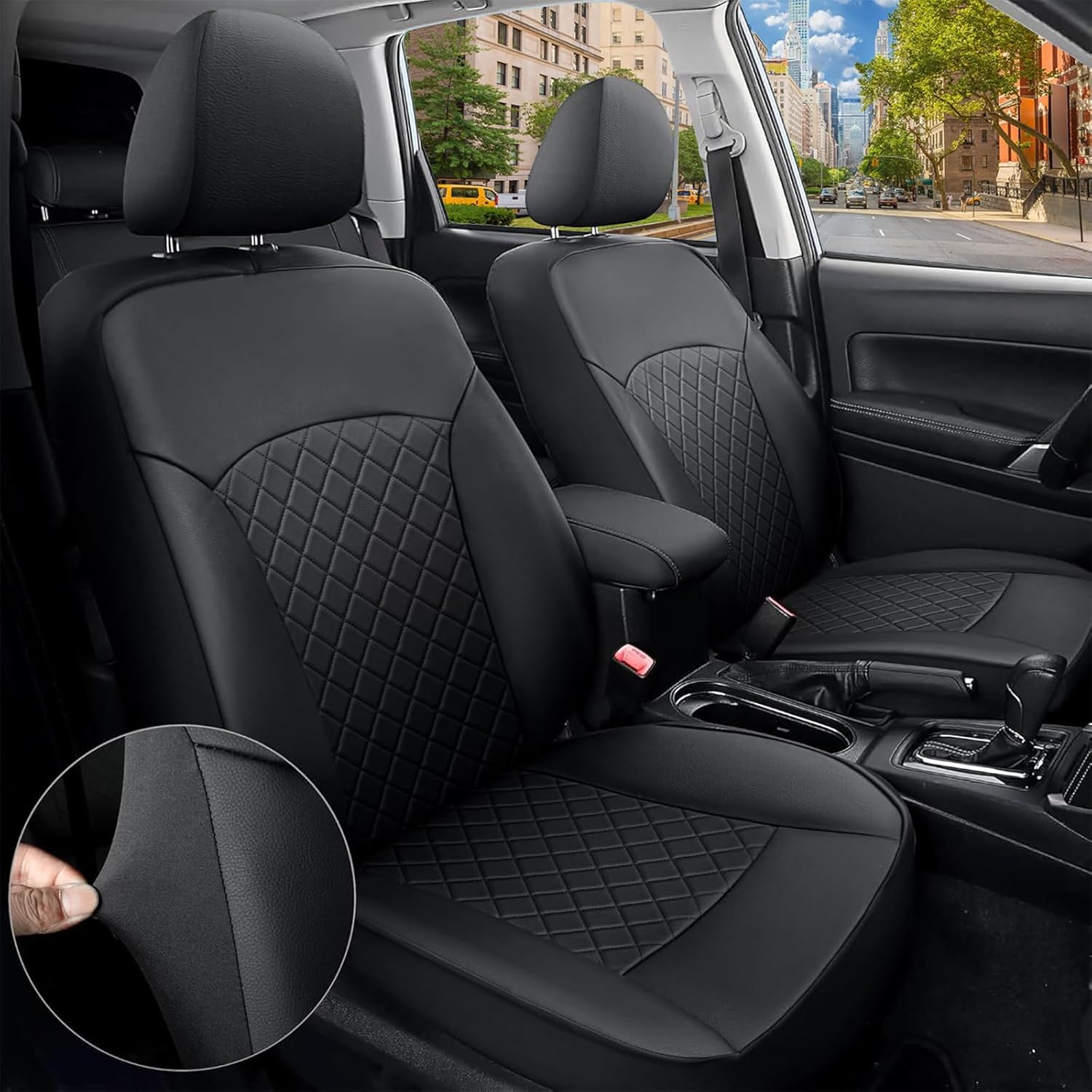 GIANT PANDA Custom Fit Full Set Car Seat Covers Fit for Subaru Forester 2019 2020 2021 2022 2023 2024, Front & Rear Luxury Seat Covers for car, Faux Leather (Black)