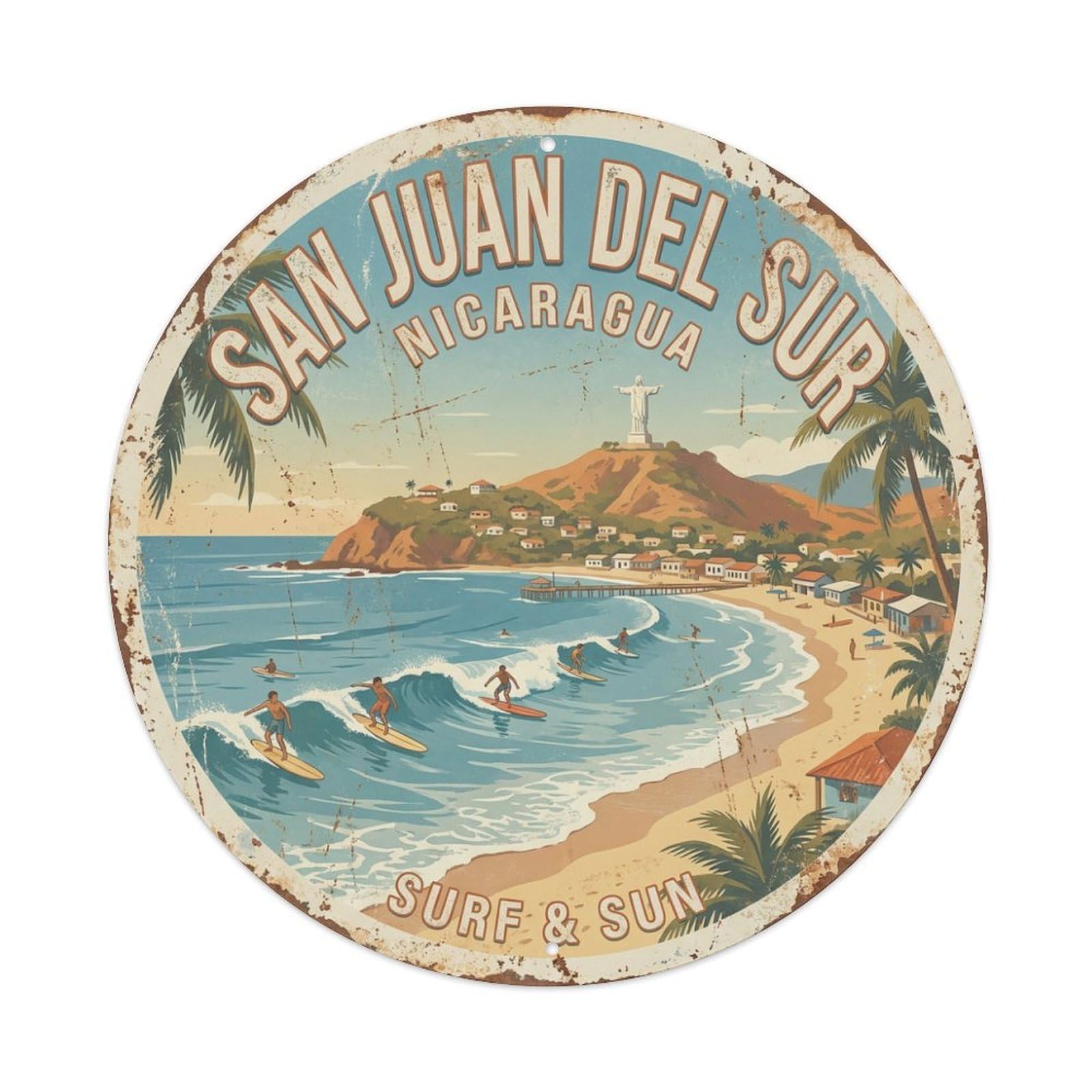 Nicaragua Vintage Travel San Juan Del Sur Metal Tin Sign