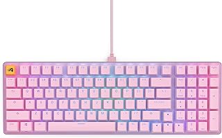 Glorious Gaming - Custom Keyboard - Hot Swappable Mechanical Switches - Full Size Pink Wired Keyboard - Low-Profile - Cherry Mx Style - Double Shot Keycaps & Linear Switches - PC Gaming Setup Accessories