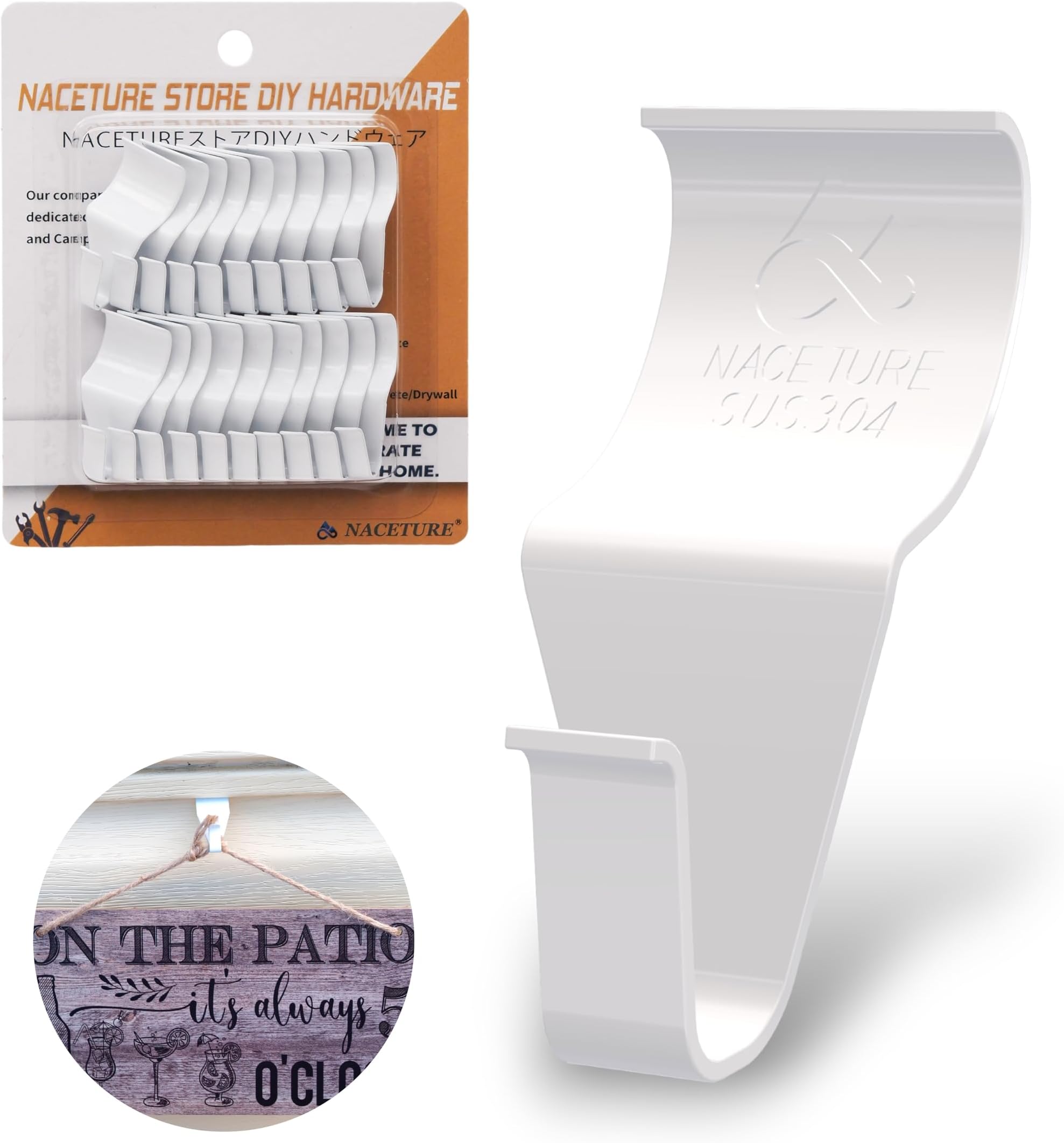 NACETURE Vinyl Siding Hooks 20 Pack Heavy Duty Siding Clips Vinyl Siding Hanger for Hanging on Patio, No Hole Need Command Outdoor Hook Hang to Decor Wreath Things (White 20 Pack)