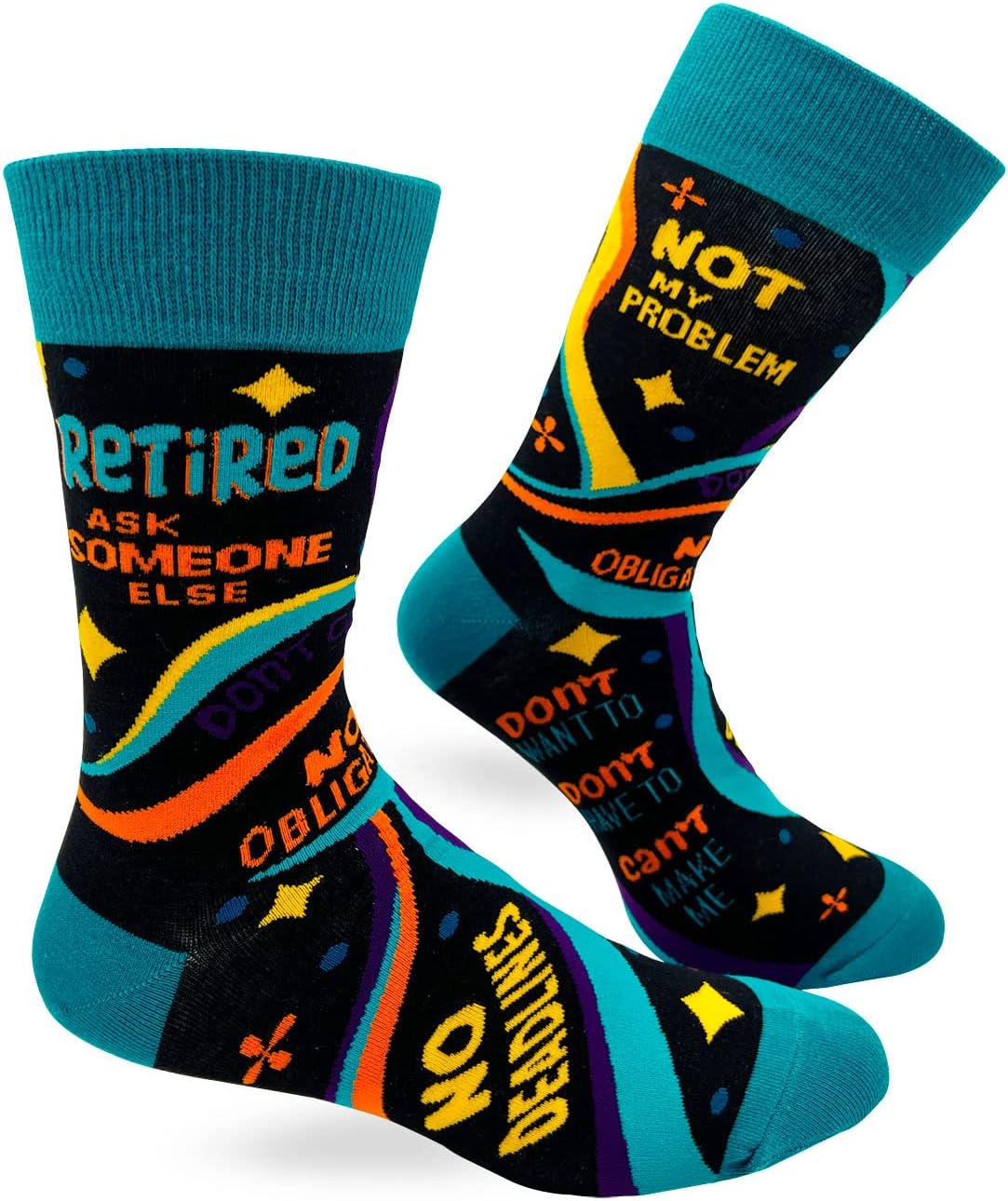 Fabdaz Retired Ask Someone Else Men's Novelty Crew Socks - 1 Pair, 1 Size Fits Most