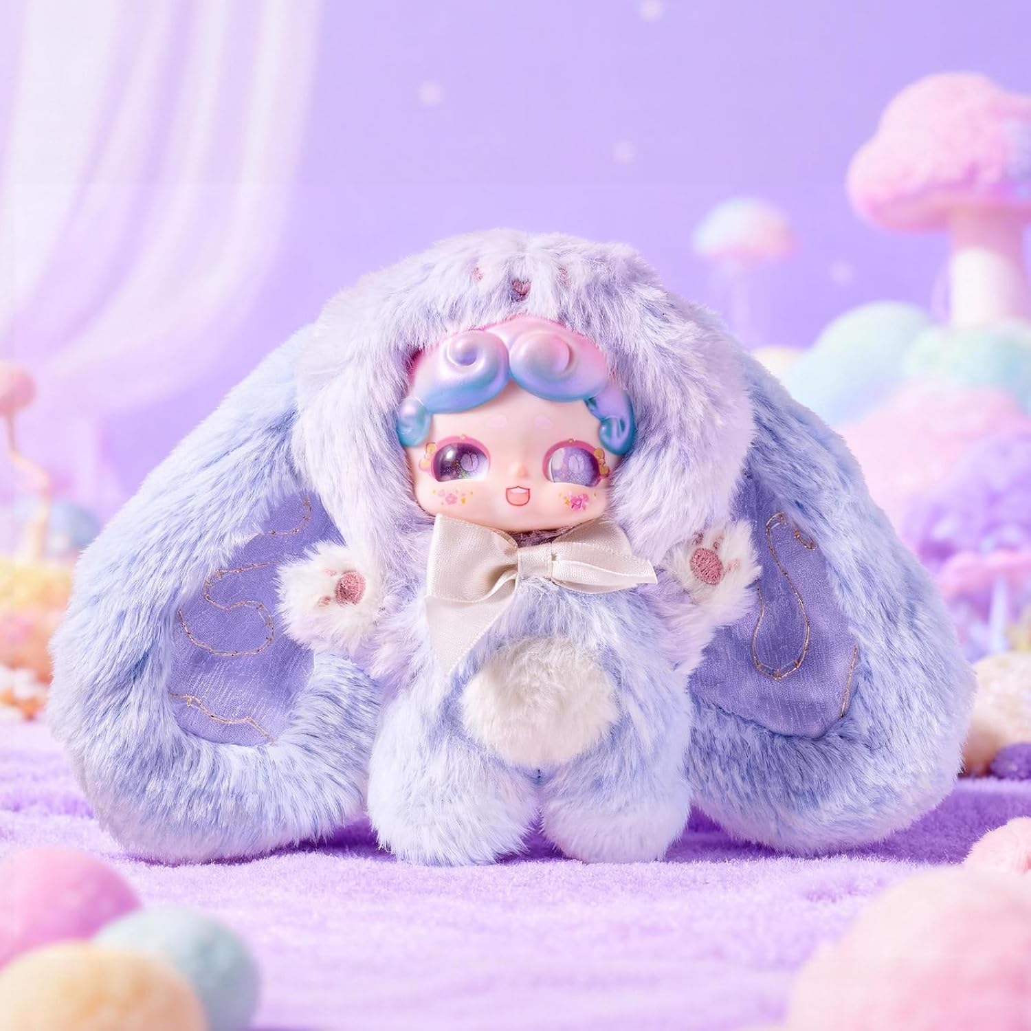 POP JOY Plush Blindbox Pendant Stuffed Animals Cute Healing Figure Kawaii Face Doll Comfort Collectible Toys with Movable Eyes Birthday Gifts Single Box 3+
