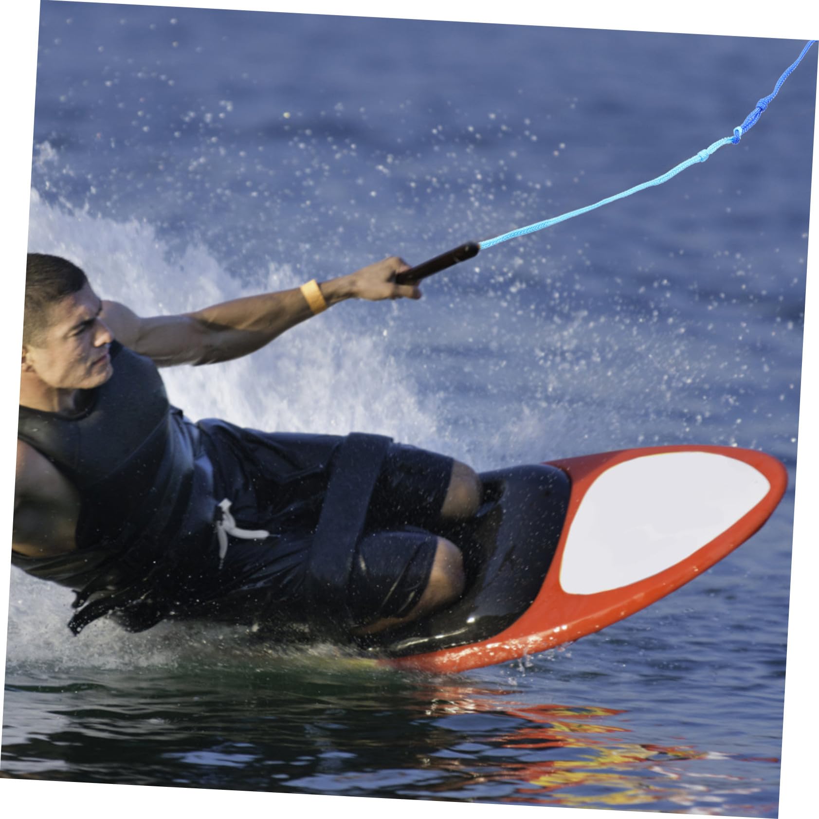 GALPADA Cuerda de Esquí Acuático Negra con Mango Resistente para Wakeboard y Kneeboard