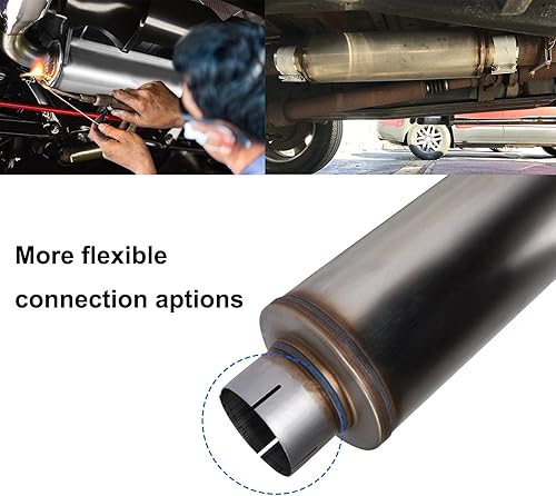 Miniatura 5 de Silenciador de escape de 4 pulgadas, entradasalida de 4 pulgadas, diseño recto universal de acero inoxidable de 30 pulgadas, silenciador resonador