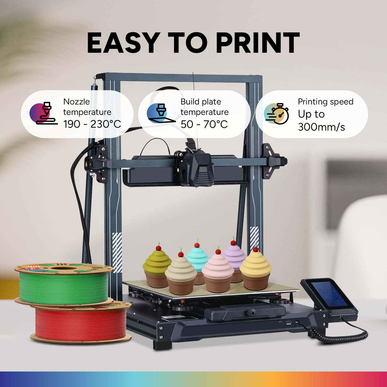 OVERTURE Lote de 10kg de Filamento PLA Mate para Impresora 3D, Filamento PLA con Acabado Esmerilado 1.75mm (Marrón claro+Negro+Blanco+Gris claro+Chocolate+Verde ejército+Piel+Rojo ladrillo+Verde+Lila)