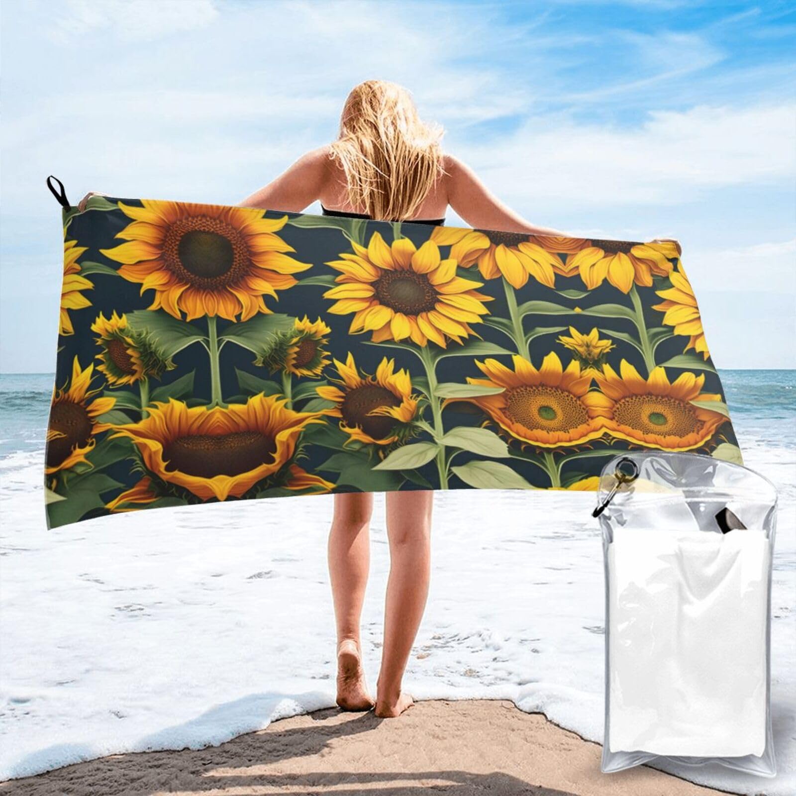 Toalla de secado rápido con estampado de flores silvestres suave para piscina y gimnasio