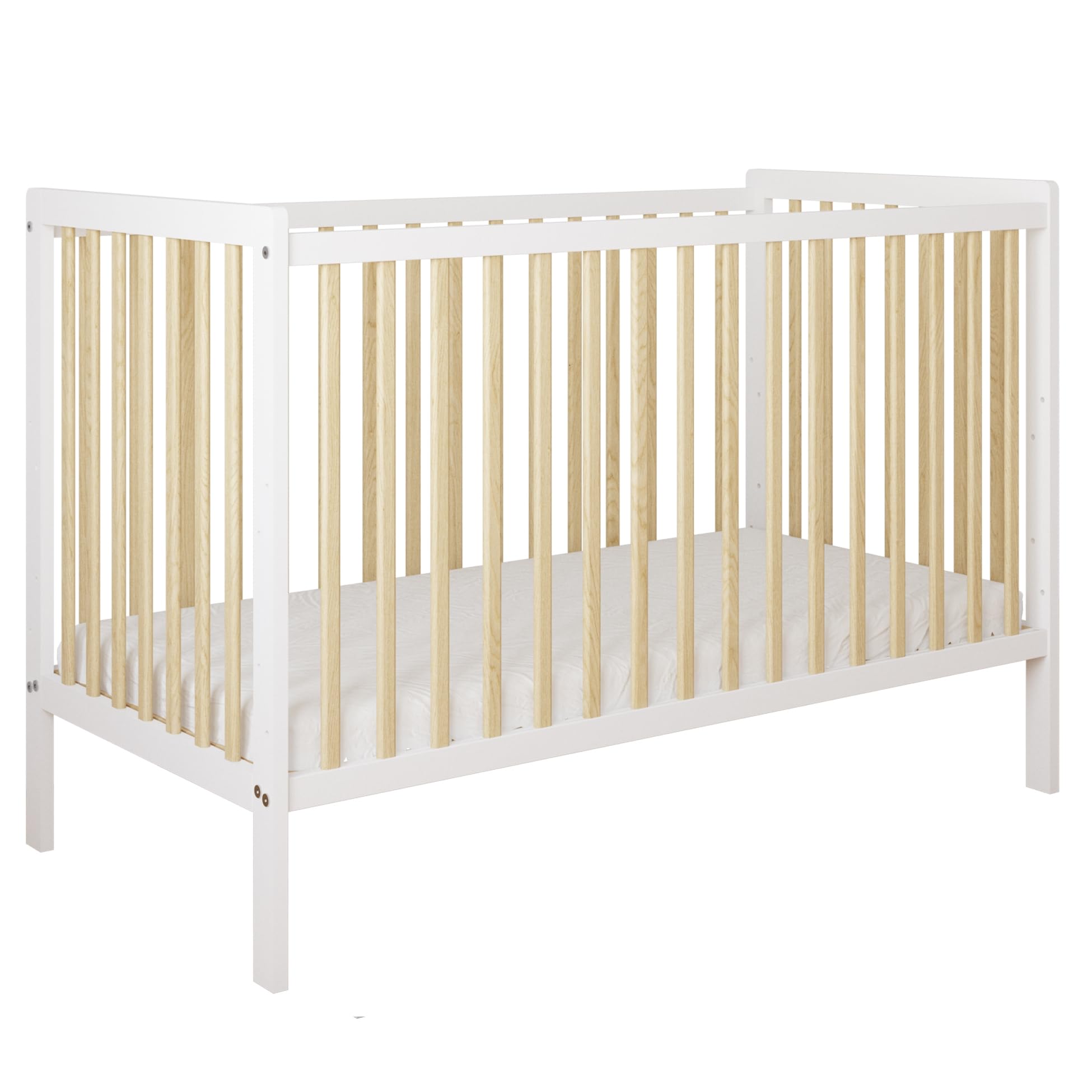zee Weiß Natur Babybett LUMI 120x60 cm Mit Schutzgitter 2in1 Kinderbett Aus Kiefernholz Höhenverstellbar EN 716 Umbaubar Zum Juniorbett