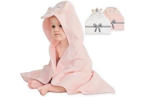 Super Absorbent 100% Cotton Unicorn & Pink Elephant Hooded Baby Towels (2-Pack)