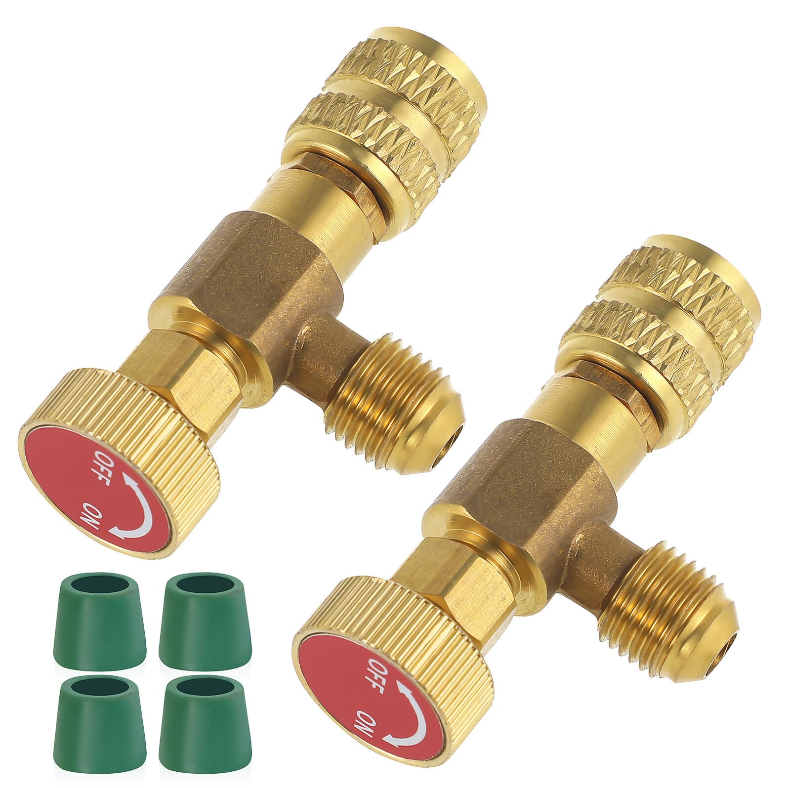 UKCOCO 2 pièces Vanne de Remplissage de Réfrigérant pour Climatiseur Laiton de Vanne de Sécurité sans Fuite pour Systèmes Accessoire de Climatisation Robuste et