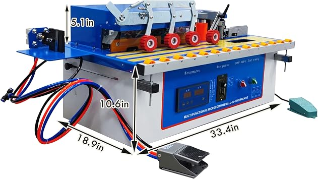 TECHTONGDA Edge Bander Desktop Automatic Double-Sided Edge Banding Machine for Woodworking, Automatic Band Breaking for Straight and Curved Edges with 0-6m/min Adjustable Banding Speed 1200W