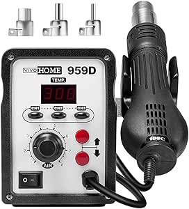 VIVOHOME 959D SMD Rework Station Hot Air Heat Gun Desoldering with 3 Nozzles 110V