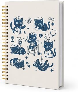 Cute Cat Nurse Notebook Journal,Nurse Gifts for Women | Gifts for Cat Lovers,Nurse Appreciation Gifts, Nursing Student School Supplies,Nurse Essentials for Work,5.5x8.3 Inch