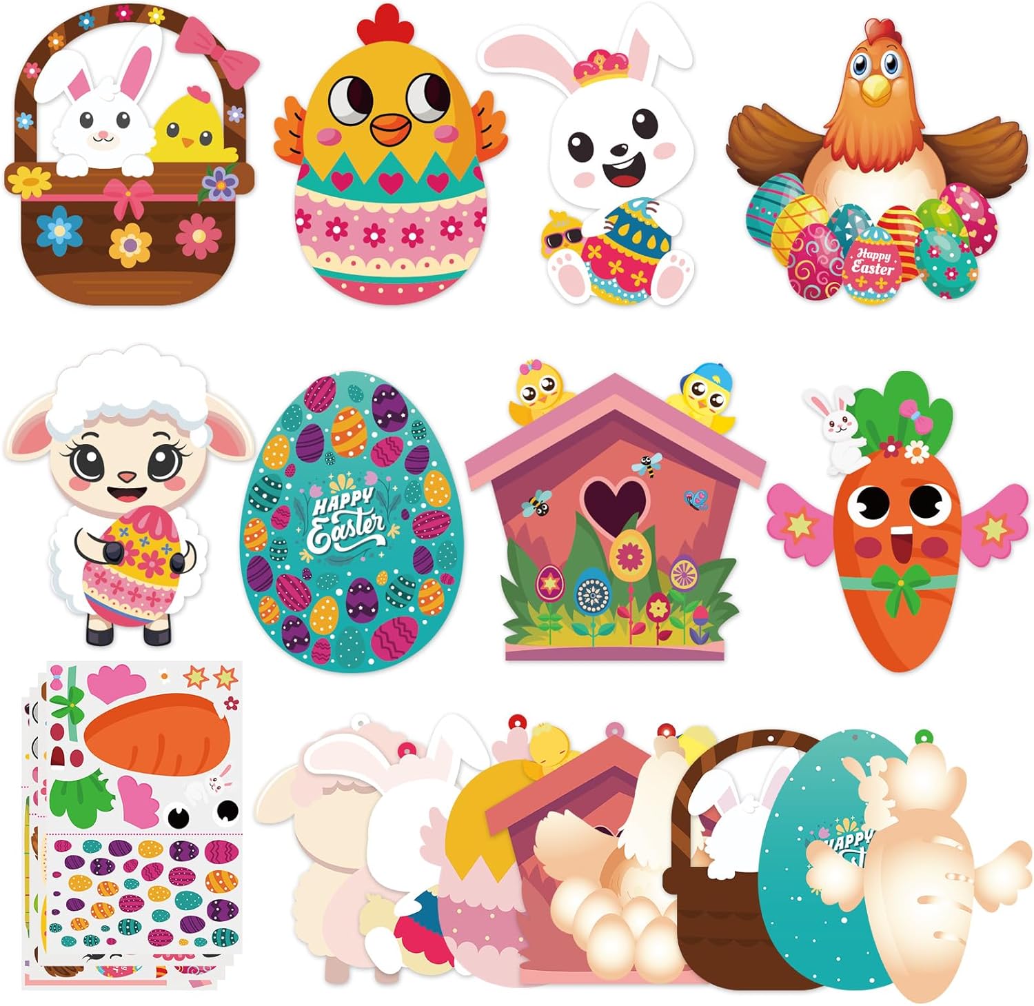 PopManko Easter Crafts for Kids, 16 Pack Easter Arts and Crafts Foam